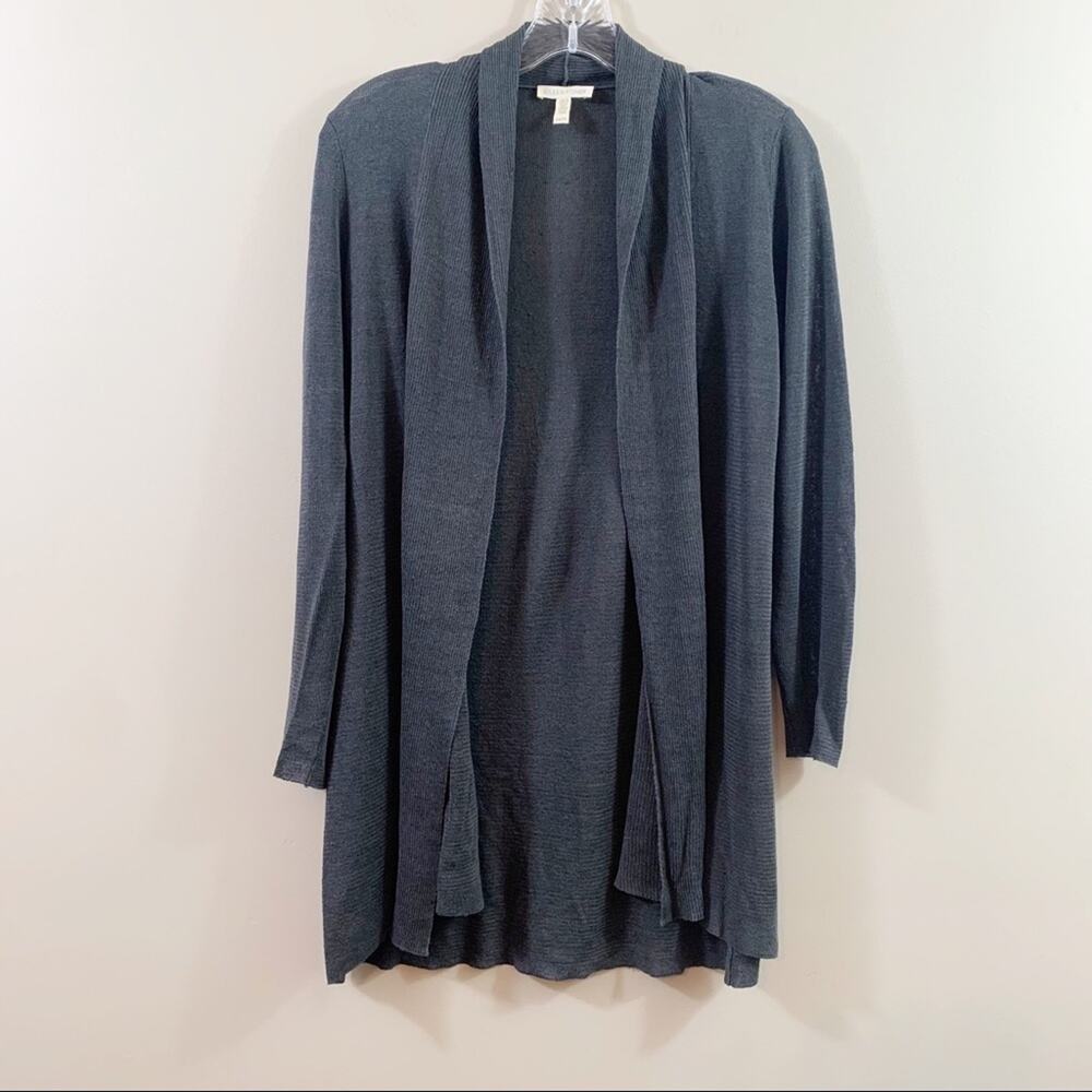 Eileen Fisher Organic Linen Blend Drape Gray Cardigan